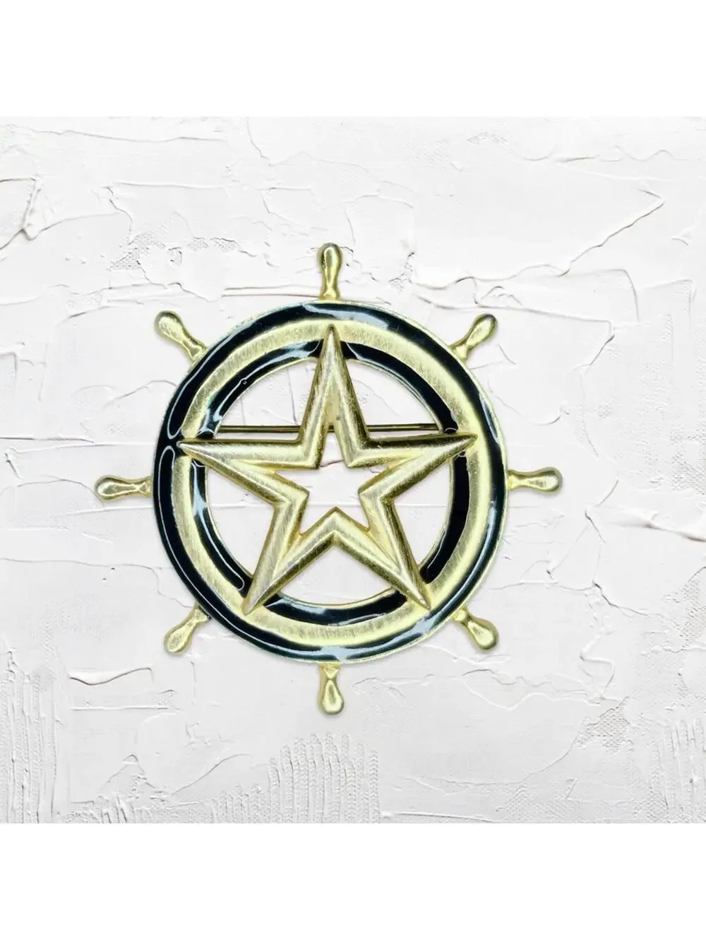 7269. Navy Nautical Ship’s Wheel Brooch